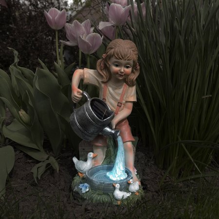 PURE GARDEN Solar Outdoor LED Light, Little Girl Statue 50-186-GIRL